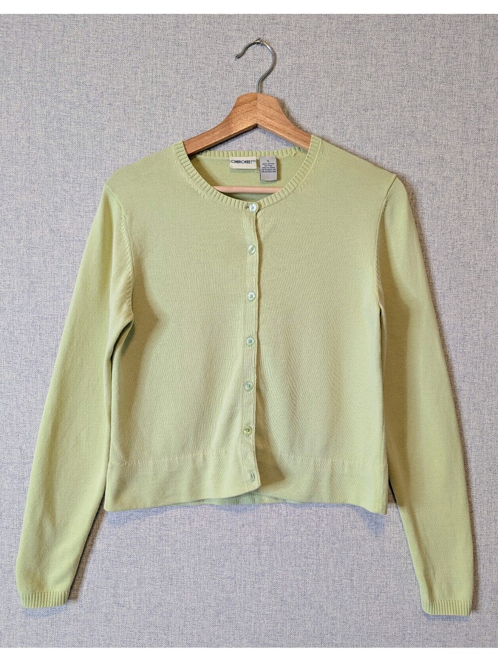 Vintage 90s y2k pastel green cotton cardigan